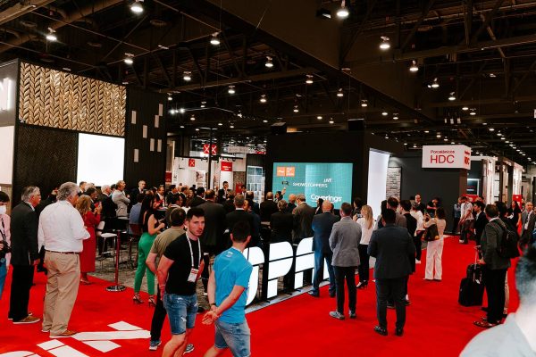 Visitors in the Tile of Spain pavilion at Coverings 2023