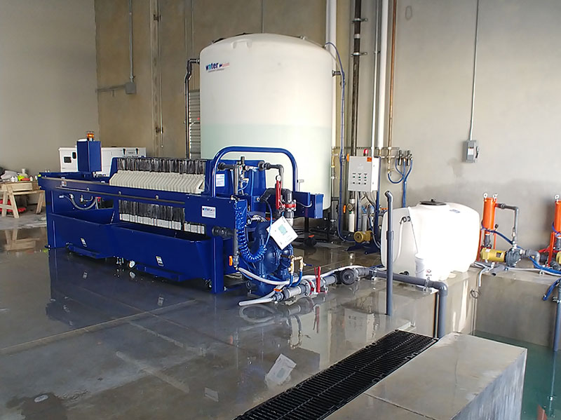 Filter press installation pictured in WTS’s equipment documentation.